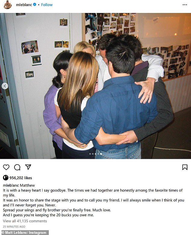 LeBlanc paid tribute to Perry on Instagram earlier this week.  He wrote: 'Matthew.  It is with a heavy heart that I say goodbye.  The times we had together are honestly some of the favorite times of my life.”