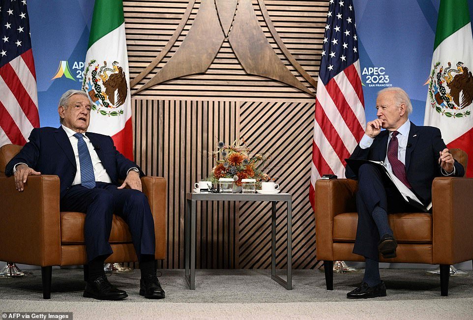 Biden raised the sensitive issues of drugs and immigration after complimenting his left-wing guest on a joke about a banquet at the APEC conference Biden is hosting here in San Francisco.  “I told you sitting next to my wife, you were so captivating I was afraid she likes you more than she likes me now,” Biden joked.  Lopez Obrador, better known as AMLO, was complimentary to his host and kept his remarks uncharistically brief as the president prepared to fly to Delaware.