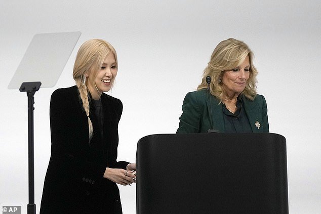 Rose and Jill Biden at the Steve Jobs Theater on the Apple Park campus