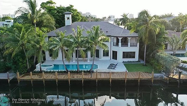 The couple - who lived in Phil Collins' Miami mansion in 2020 - moved to a six-bedroom waterfront property in Fort Lauderdale (pictured) in 2021 before splitting later that year.