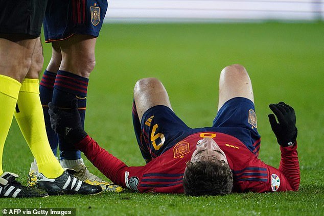 The Barcelona midfielder lay down in terror before leaving the field in tears
