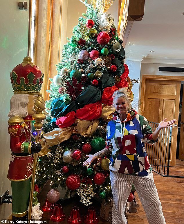 Decked out: It comes after Kerry revealed she got into the festive spirit at the start of this year before taking up panto in December