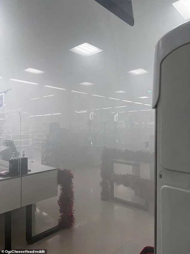 A Melbourne customer caught a fogging device in action at a Coles supermarket