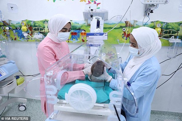 Medics treated the babies after they were successfully evacuated from Gaza