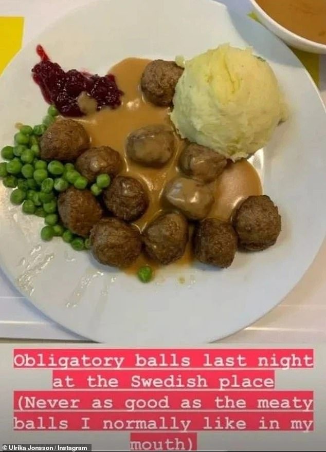 Oh balls: the presenter shared a photo of her plate with her Instagram followers while joking about the meatballs she likes to taste