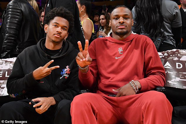Bronny was also at the Crpyto.com Arena on Sunday to watch his father score 37 points for the Lakers