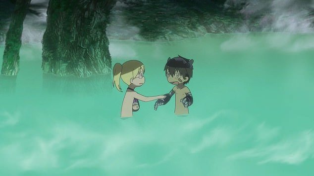 In one scene, the show's two young characters are shown taking a bath together (pictured)