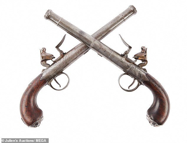 Pistols: A pair of dueling flintlock pistols used by Johnny Depp in Pirates of the Caribbean: On Stranger Tides are expected to fetch between $35,000 and $45,000)