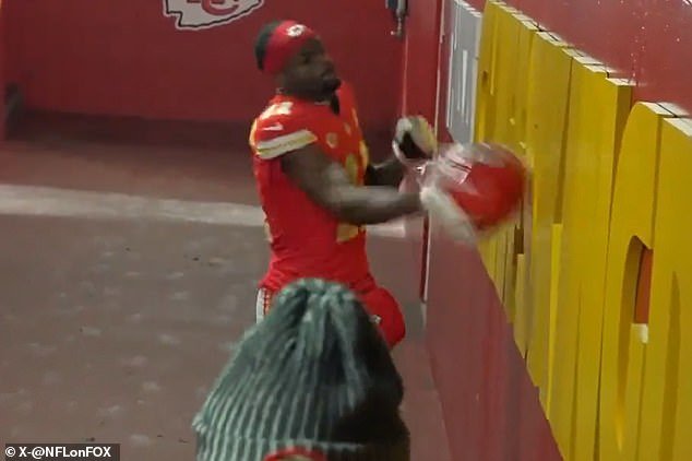 And the wide receiver was very upset afterward when he smashed his helmet into a wall