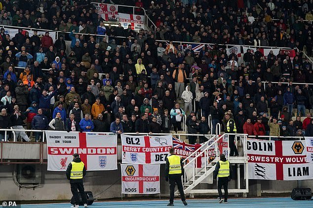 English supporters chanted after the whistle in Skopje: 'Channel 4 is f****** s***'