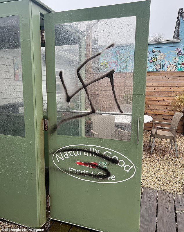 Earlier this month, a black swastika was painted on the door and picnic tables of Naturally Good Food & Café in Montauk
