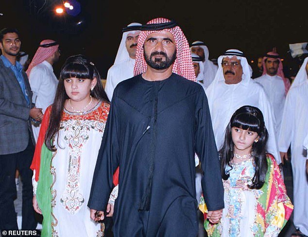 Sheikh Mohammed Bin Rashid Al Maktoum with his two daughters Princess Latifa (left) and Princess Mariam (right) in 1999