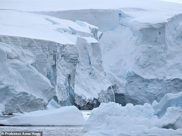 Glaciers (pictured) are slowly moving rivers of ice that, although they are solid, actually flow like a river