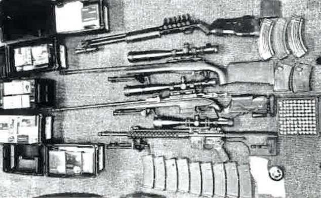 The weapons found when law enforcement officers searched Adrian Paul Aispuro's home following his arrest at a Kennedy campaign event in September