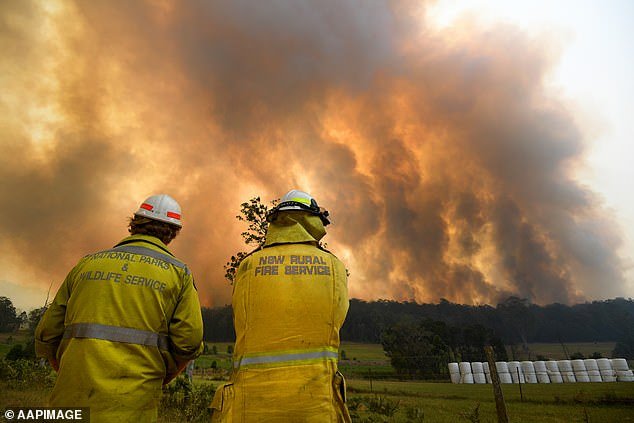 Many of the areas at risk of bushfires this summer were in the middle of the Black Summer fires just three years ago (photo: firefighters during Black Summer)