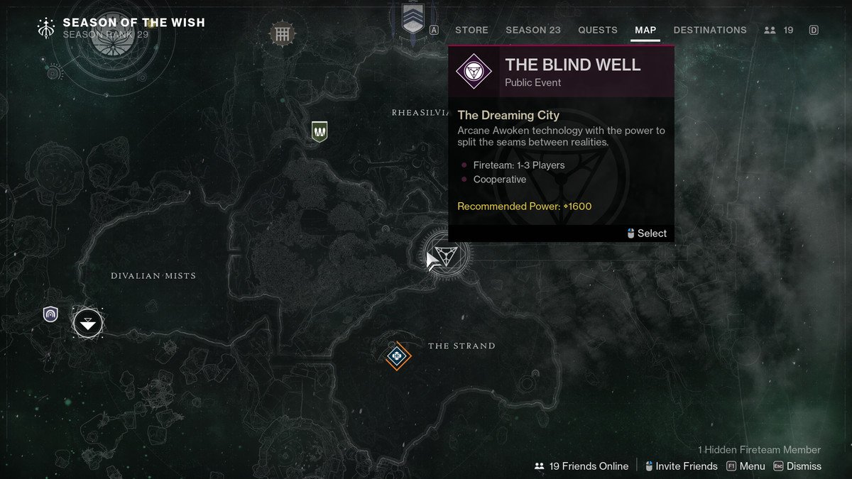 A look at the Blind Well map in Destiny 2: Season of the Wish