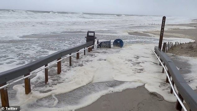 Heavy tides seen in New Jersey's Seaside Park after Hurricane Ophelia in September