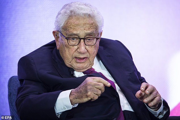 Kissinger delivers remarks at the 230th Anniversary of the United States Department of State in Washington, D.C. in 2019