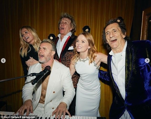 It looked like it was going to be a great night as Ginger Spice took to Instagram to share photos of the evening as the musicians all came together to give Christian a special gift, while Gary Barlow joined them to form the ultimate supergroup.