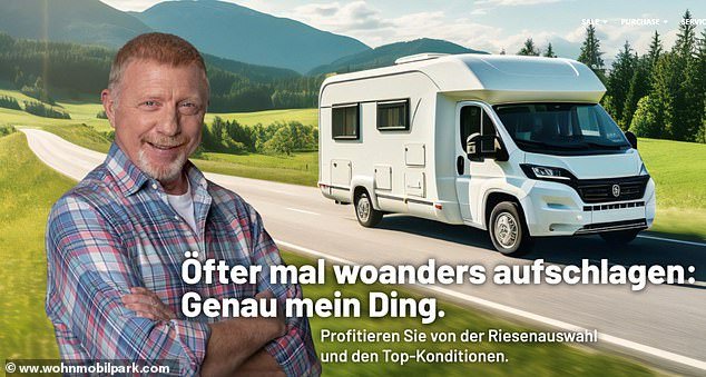 Boris Becker appears in an advertising campaign, selling campers in his native Germany