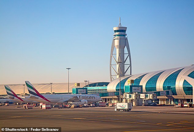 Airplanes prepare to take off at Dubai Airport on February 20, 2016. Dubai DXB is the main international airport in the UAE and is the world's busiest in terms of international passenger traffic