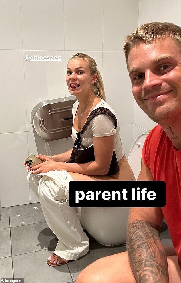 Australian influencer couple Chloe Szepanoski and Mitch Orval raised eyebrows on Friday when they shared a photo of them going to the toilet together