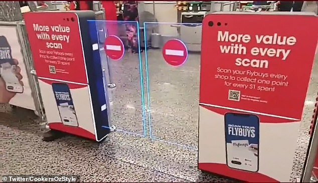 Two women have been slammed online for targeting a Coles manager over the store's new surveillance measures, claiming new gates treat customers like 'caged animals' (pictured)