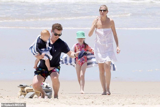 Outing: Declan Donnelly enjoyed a family day out at the beach in Australia on Sunday as he prepared for the new series of I'm A Celebrity... Get Me Out Of Here!