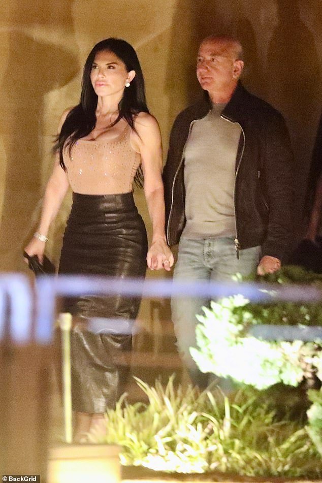 Lauren Sanchez sizzled after a romantic dinner with her billionaire fiance, Jeff Bezos, at the luxurious Nobu restaurant in Malibu, California, on Friday evening