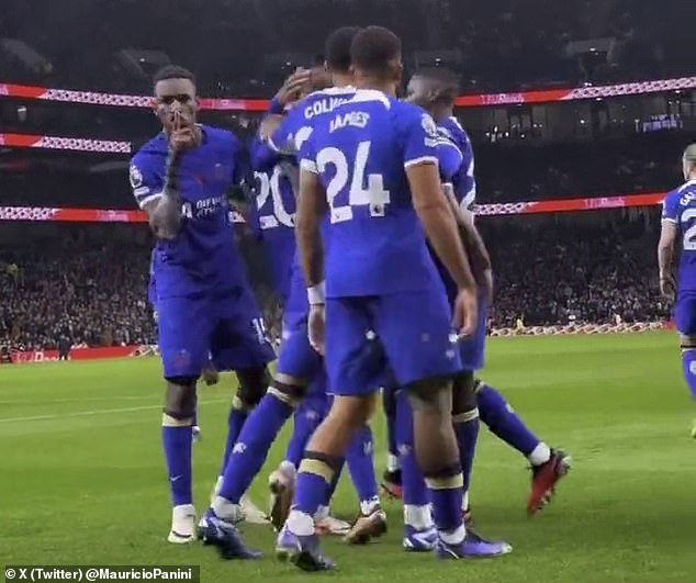 Raheem Sterling appeared to throw a rocket back into the crowd after Chelsea scored the equalizer against Tottenham on Monday