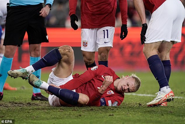 Erling Haaland appeared to be in a lot of pain as he suffered his second ankle injury of the month
