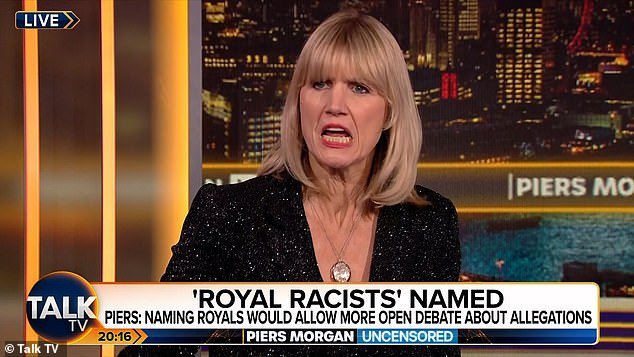 Tessa Dunlop was furious with Piers Morgan tonight for revealing the names of the two senior royals who Omid Scobie claimed were 'concerned' about Prince Archie's skin color