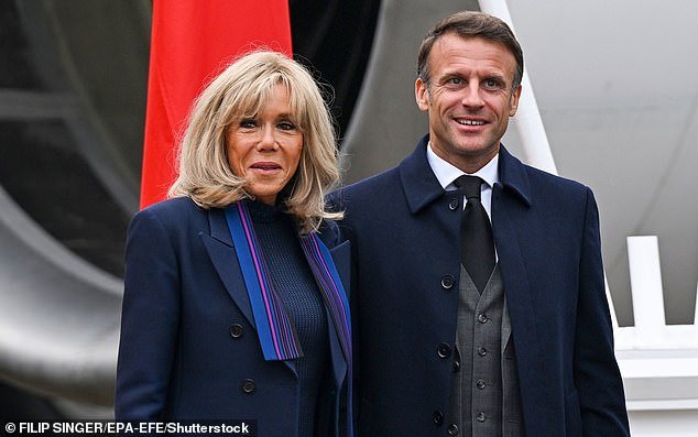 In a rare personal interview, the 70-year-old (left) told Paris Match magazine that she had postponed marriage to her husband Emmanuel Macron, 45, for a decade for the sake of her three children, who are around the same age as her youngest .  partner