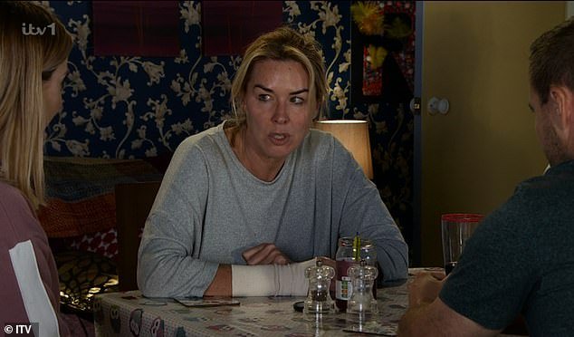Shock: Tyrone was stunned to learn that his mother Cassie (Claire Sweeney) was alive after years of believing her dead from a drug overdose