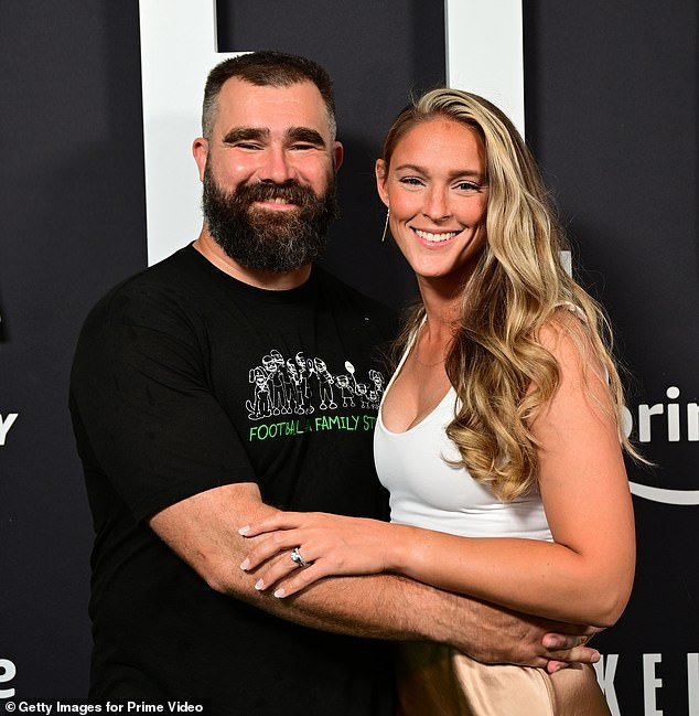 Jason Kelce and his wife Kylie (pictured) are parents of three young children