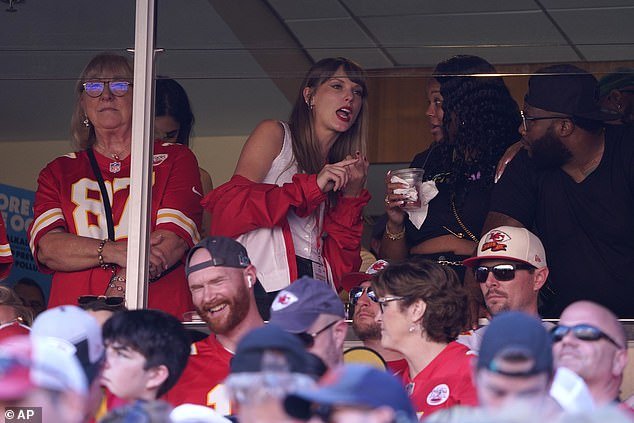 Taylor Swift watches from a suite with Travis Kelce's mother, Donna, on September 24