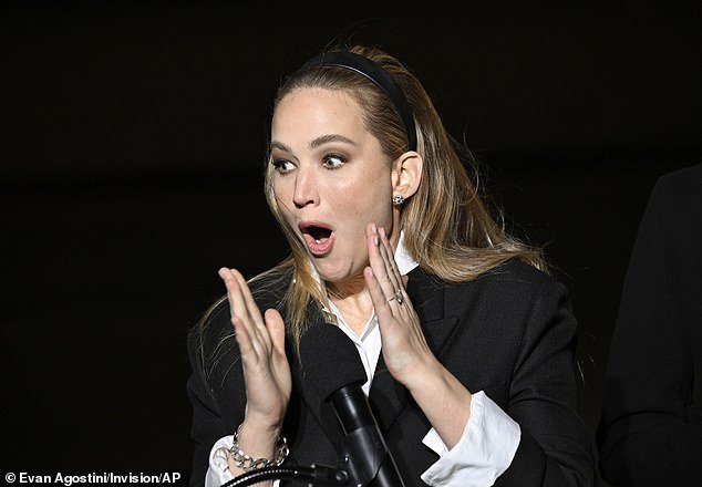 Oops!  Jennifer Lawrence had a hilarious reaction when she suffered a wardrobe malfunction during her holiday lighting ceremony at Saks Fifth Avenue in New York on Monday