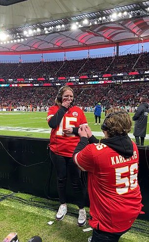 A Chiefs fan at the NFL Germany game has proposed to his girlfriend