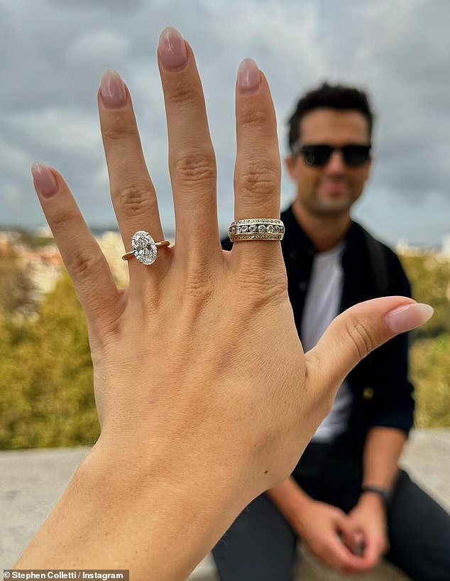 Sparkler: In a joint post, the 37-year-old former MTV personality and his journalist fiancée shared two photos from Rome, Italy