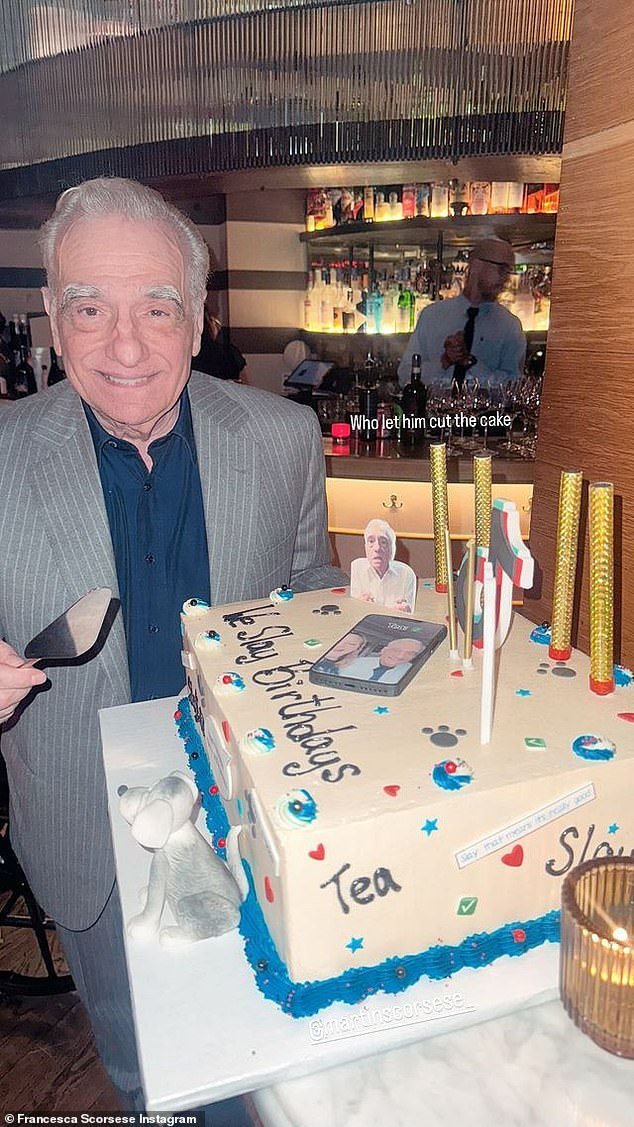 King for a night: Martin Scorsese's daughter Francesca Scorsese showed off a TikTok-themed cake as she and her famous dad both celebrated birthdays this week