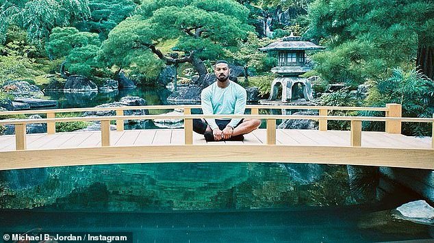 Taking it all in: Michael B. Jordan, 36, in serene throwback photos from his trip to Japan in May that he posted to Instagram on Sunday