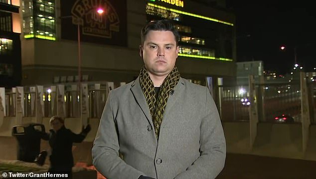 Grant Hermes, a reporter with WHDH 7News, reported outside TD Garden in Boston