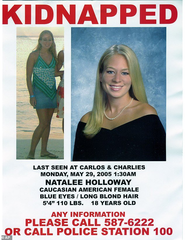 This poster was created and released by the Holloway family after she first went missing in 2005