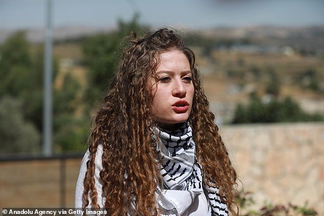 Palestinian activist Ahed Tamimi speaks during an interview in Ramallah, West Bank on May 16, 2021