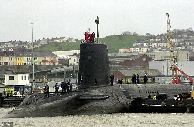 The Vanguard-class submarine was carrying 140 crew members when its depth sounder suddenly failed during a mission in the Atlantic Ocean, it was reported.  Pictured: Trident nuclear submarine HMS Vanguard
