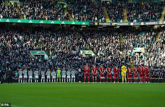 The silence of Remembrance Sunday was interrupted by some of the Celtic supporters