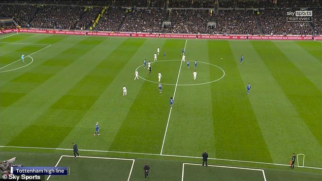 Tottenham continued to use a high defensive line against Chelsea, even with nine men on the pitch