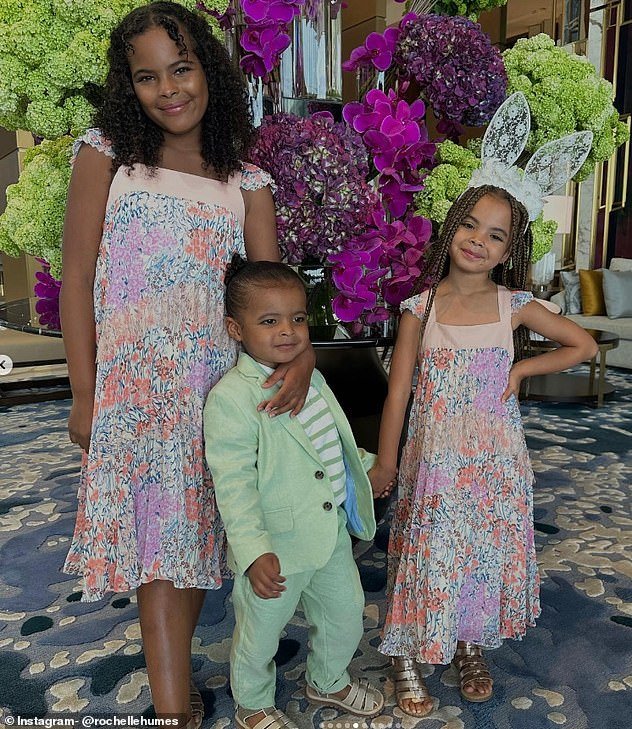 Family man: Rochelle and Marvin share three children together Alaia-Mai, 10, Valentina, six and a son, Blake, three years old (pictured from left to right: Alaia-Mai, Blake and Valentina)