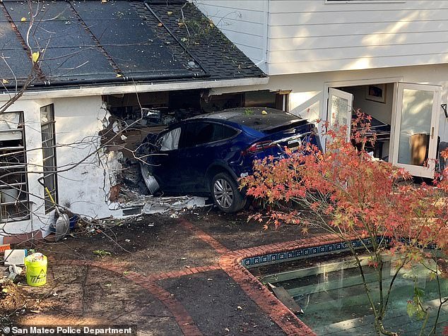 A woman lost control of her Tesla Model