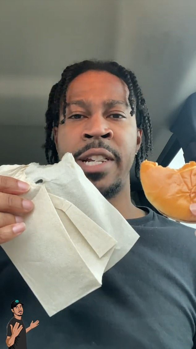 He ended up comparing the bite of the McDonald's burger to a bite of a napkin, and after saying they both taste the same, he threw the food out the window.